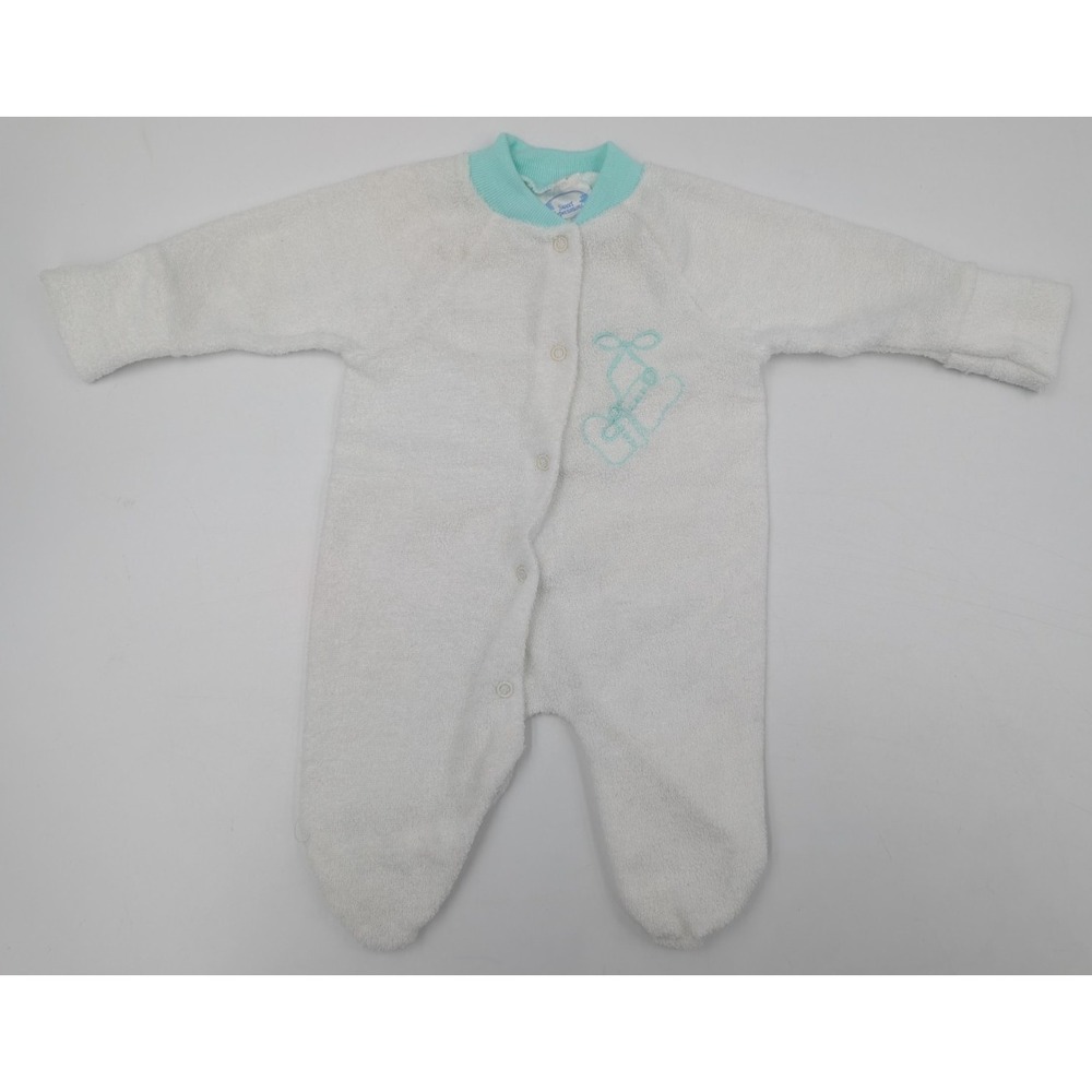 Vintage Gerber Sweet Expectation White Terry Cloth‎ Footie Pajamas Sleeper 90s